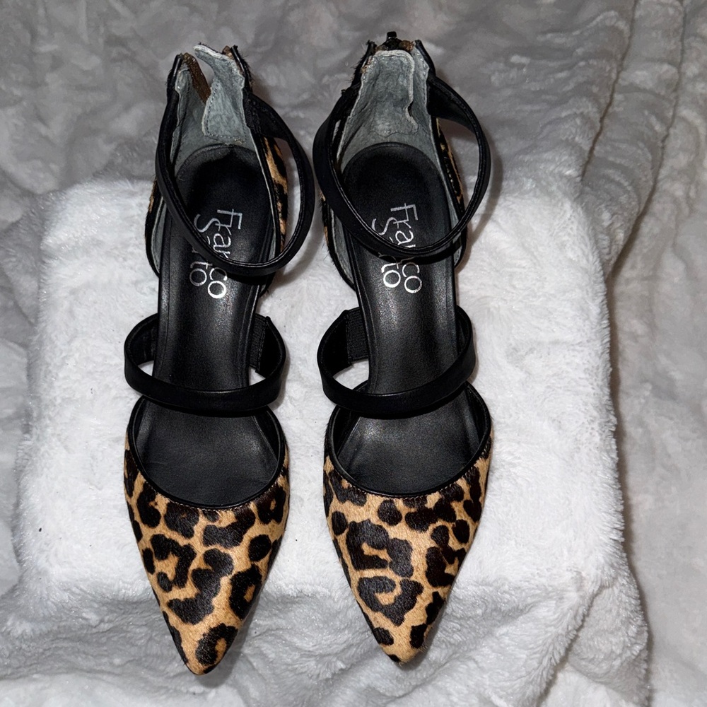 Franco Sarto Leopard and Black Heels